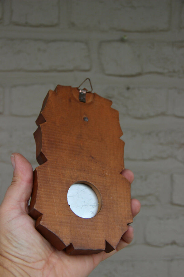 Vintage wood carved Black forest bear wall barometer