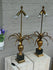 PAIR hollywood regency MAison Jansen Brass palm  leafs table lamps 1970