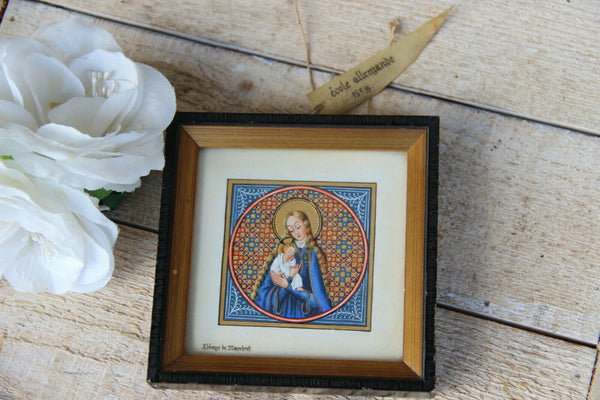 Religious miniature Frame souvenir de abbey of Maredred belgium 1950s