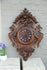 Antique Black forest wood carved dragon Griffin gothic castle clock rare