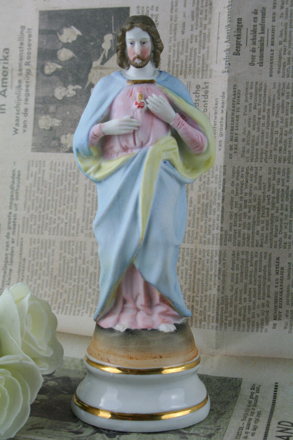 Sacred Heart JEsus Saint religious French bisque porcelain statue