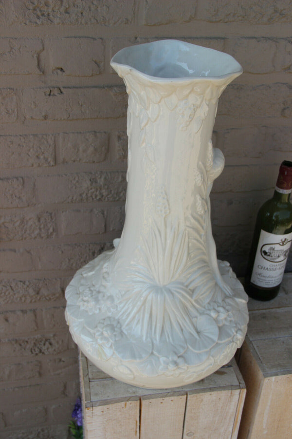 MAjestical French art nouveau porcelain white Lady nymph Satyr head floral Vase