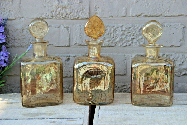 Set 3 Vintage hunting horse dogs perfume flacon Bottle Glass