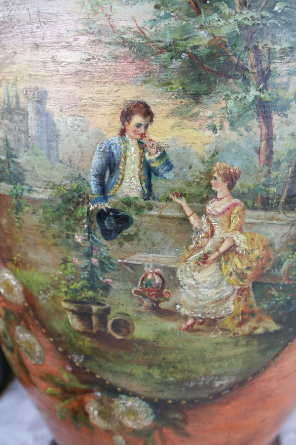Rare Exclusive Terra cotta Hand painted victorian French Vase 1850