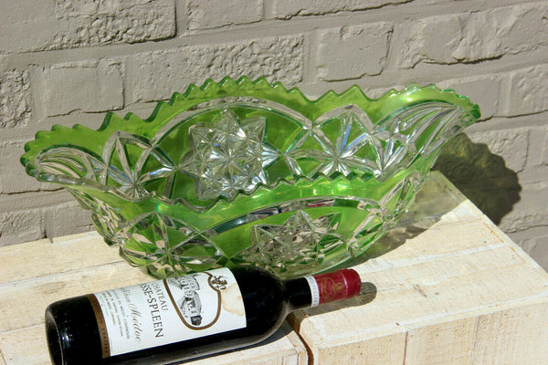 Majestical Czech bohamian Crystal glass Centerpiece bowl coupe Green