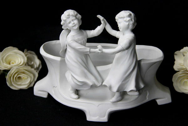 German Scheibe alsbach Bisque porcelain marked Putti planter jardiniere statue