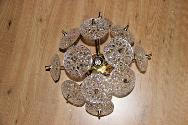 VAL SAINT LAMBERT SPUTNIK crystal discs sconce wall lamp vintage 1960 no1