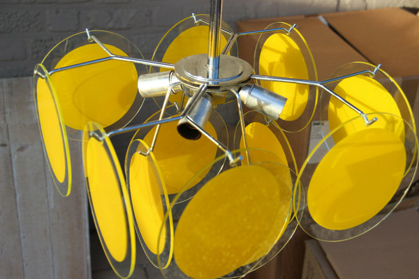 Top Italian Murano VISTOSI 12 yellow glass discs Chandelier Lamp