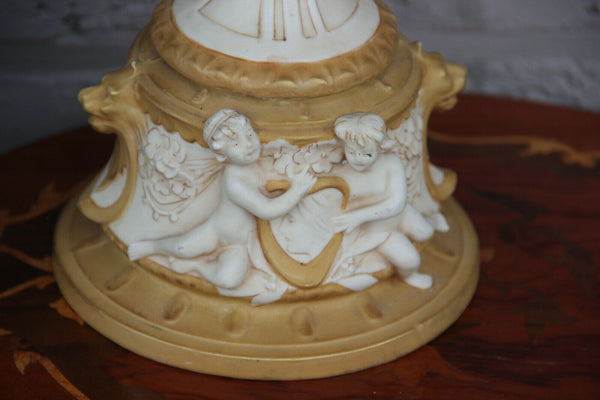 Huge rare pair ROYAL DUX porcelain ceramic Vases Dragon gothic putti vases mark