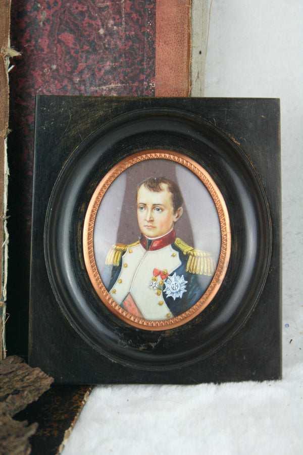 French antique Napoleon Officer Military portrait framed 1950