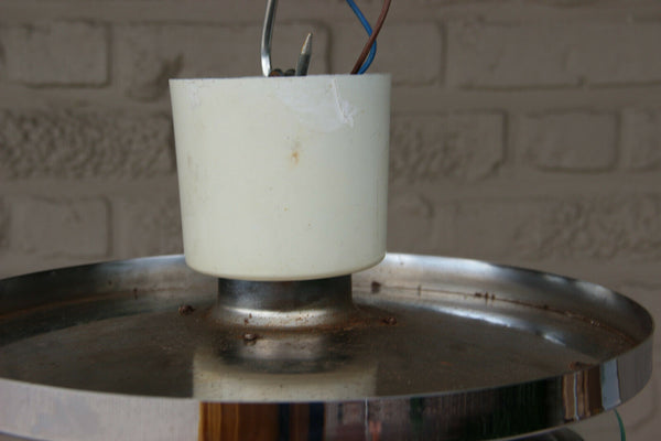 Rare Italian Atomic sputnik 1970 Chrome glass pendant chandelier suspension lamp