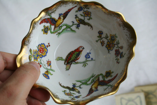 Antique FRENCH LIMOGES signed Birds bowl porcelain