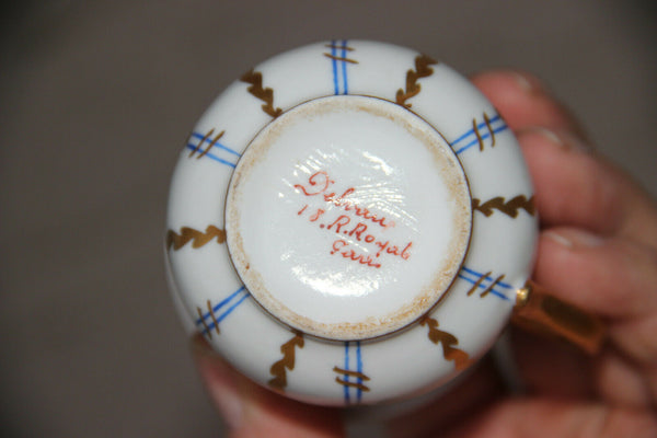 Gorgeous antique DELVAUX Paris porcelain 6 Creamer pot set porcelain plate