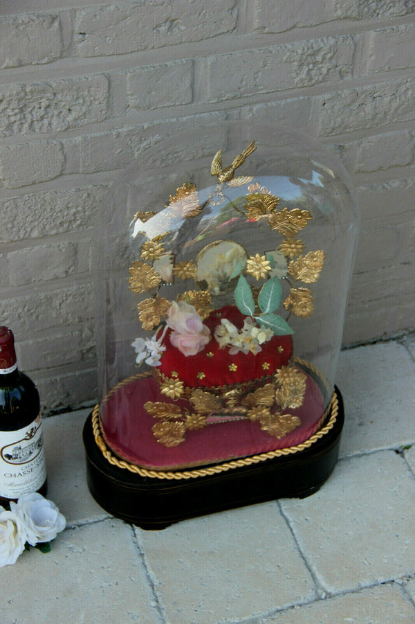 Antique Religious Victorian Wedding bridal dome globe with inside decoration