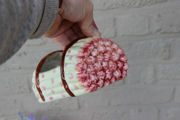 Rare French Barbotine majolica porcelain asparagus lidded Box presentation