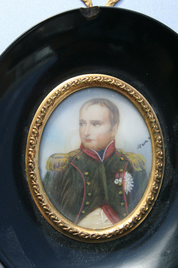 VTG french Miniature portrait signed maker Napoleon officer soldier commander