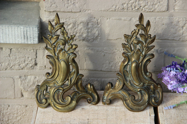 Antique French Bronze fireplace andirons firedogs louis XVI design