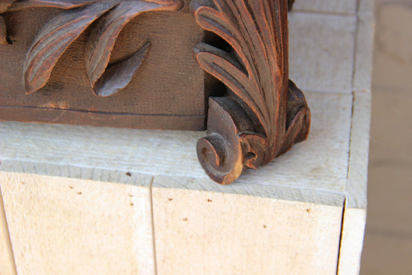 XL antique german Black forest wood carved floral Box