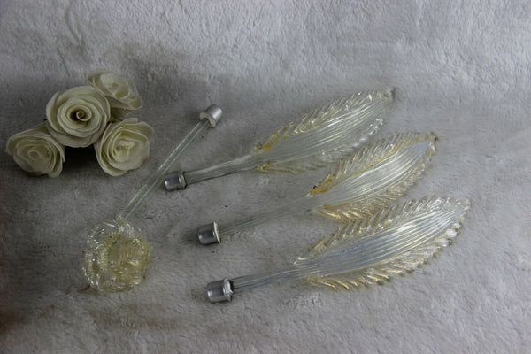 Set of 4 Murano Venetian glass replacement part flowers leaves wall light sconce
