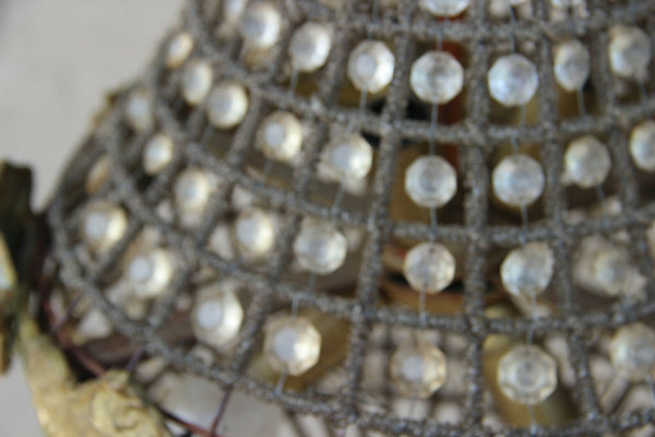French vintage basket empire caryatid head portrait chandelier lamp n1 1970