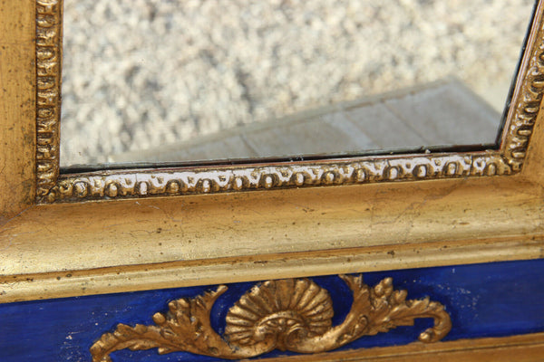 Antique French wood carved mirror with eagle snake on top empire design 1920