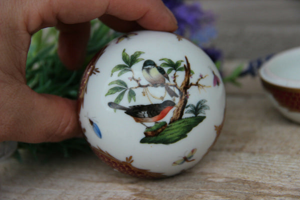 Herend Hungary Hand Painted Porcelain Trinket Box  birds decor