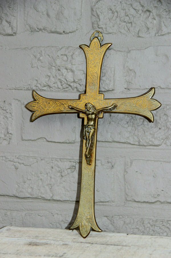 antique french religious Brass crucifix