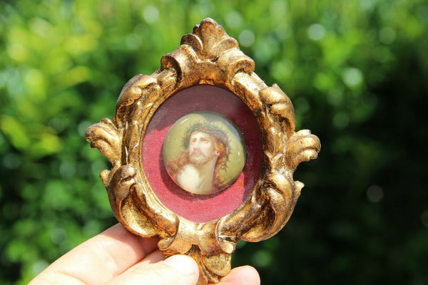 Religious antique porcelain chirst Wall hanger framed