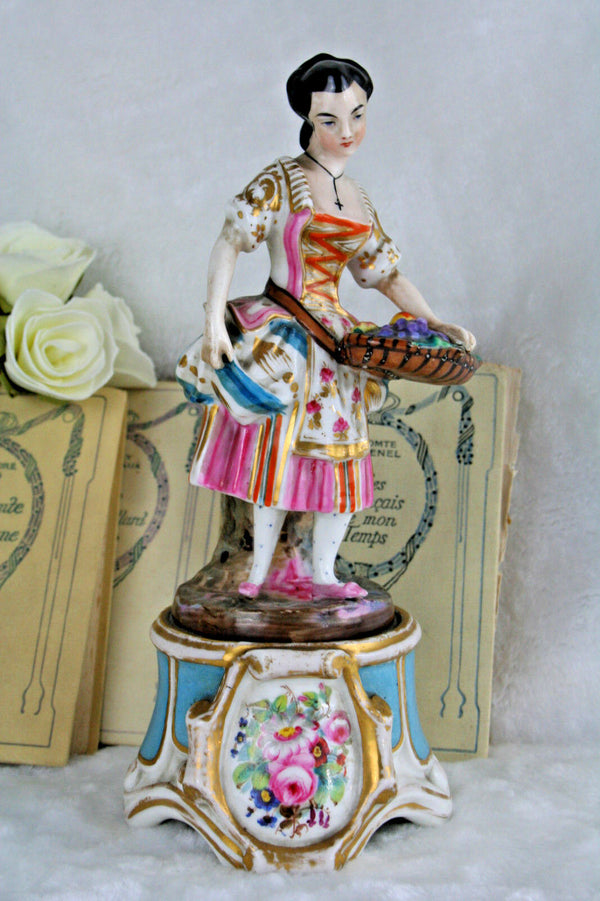 Rare 19c Antique attr Jacob Petit Old Paris Porcelain 10.6" Figurine Lady