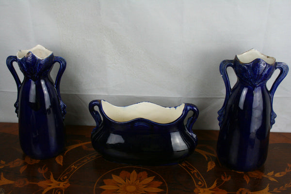 Josef STRNACT Austria Set Ceramic porcelain Vases Set Victorian Scenes