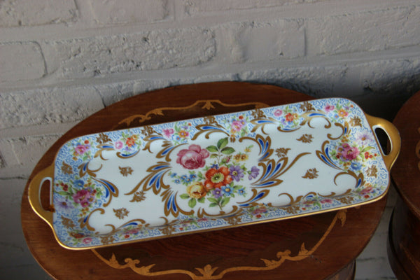 French Limoges marked porcelain presentation cake tray plate floral