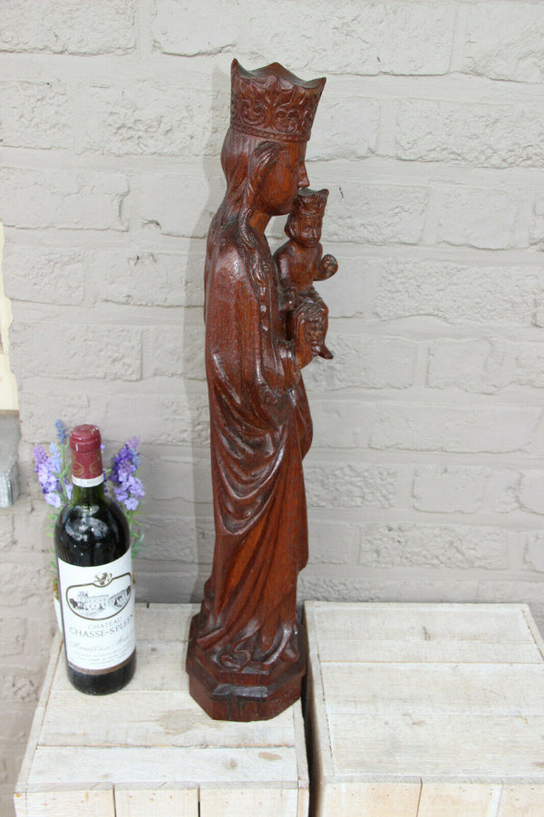 XL Church Wood carved Our lady of Tongeren Grapes Madonna wood carved statue