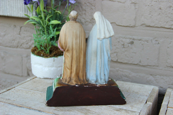 Antique French paris porcelain soft pastel colour holy family font religious