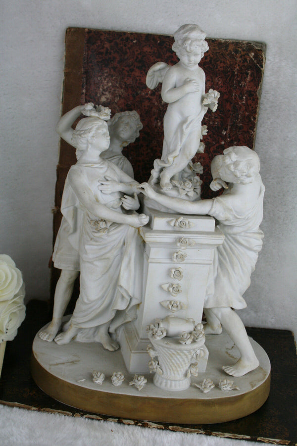 Unterweissbach German Bisque porcelain Group putti romantic scene marked 1920