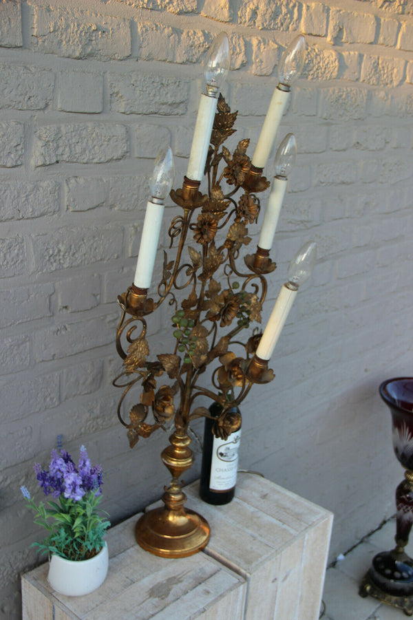 Rare XXL Antique church Altar candelabra Lamp murano glass grapes