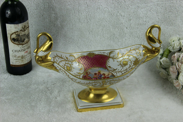 Vintage German Centerpiece bowl romantic victorian swan handles coupe
