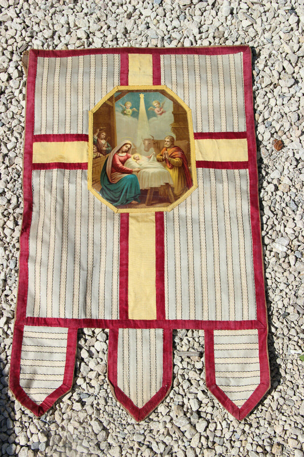 Antique  French Religious catholic procession banner