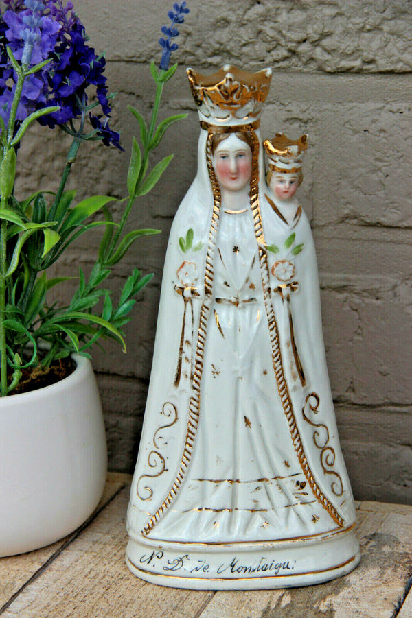 Antique french vieux paris porcelain madonna de Montaigne Statue figurine