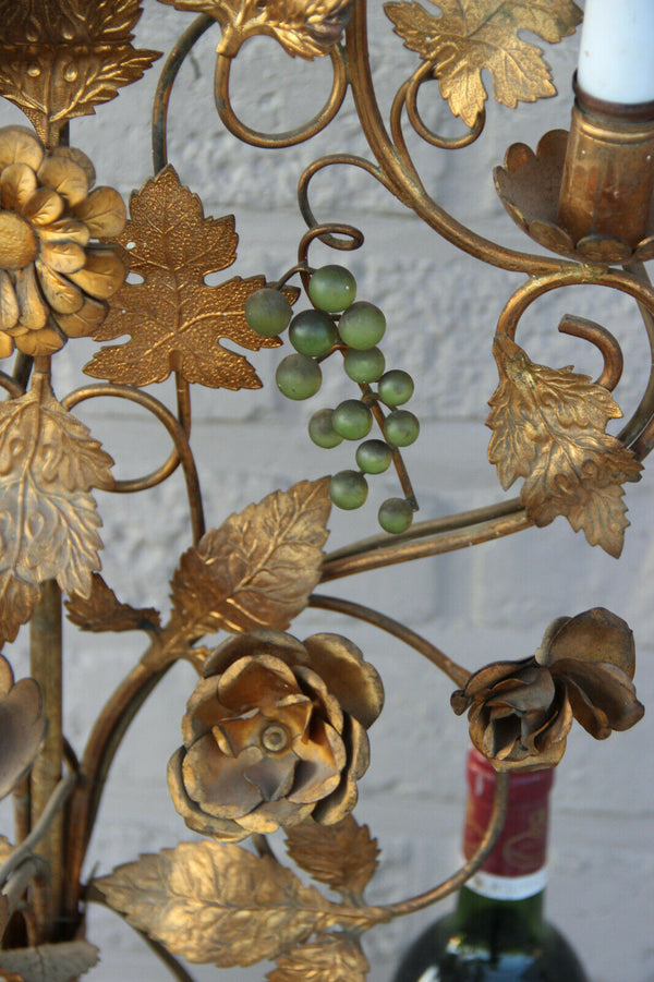 Rare XXL Antique church Altar candelabra Lamp Dragon figurines glass grapes