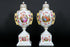 PAIR European marked porcelain Lidded Vases victorian scene floral