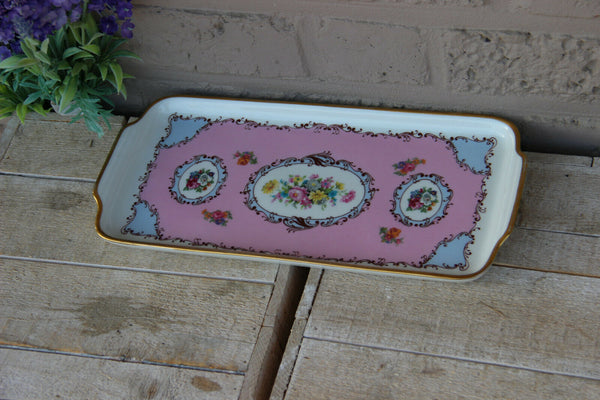 French Limoges marked porcelain presentation cake tray plate floral