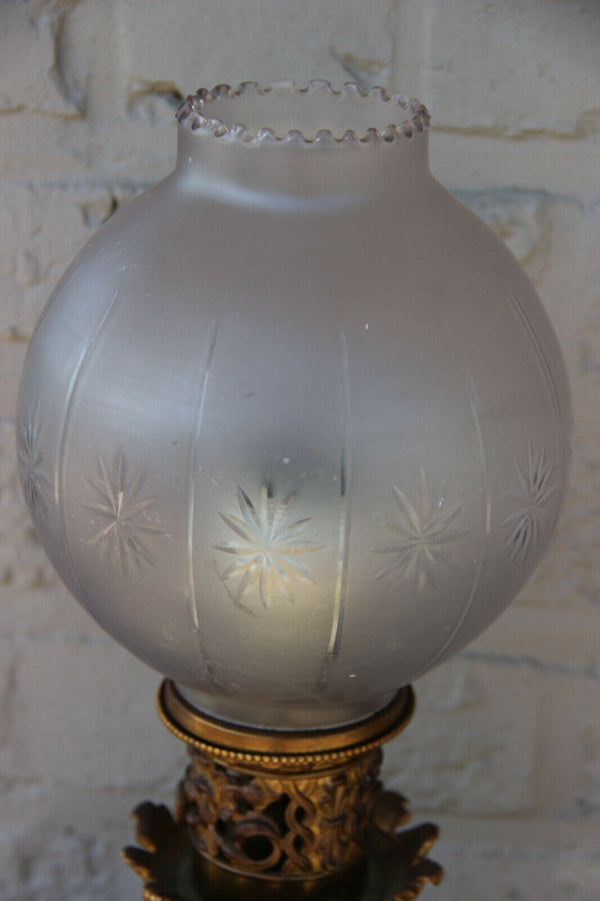 Antique French bayeux porcelain sultan portrait floral table lamp