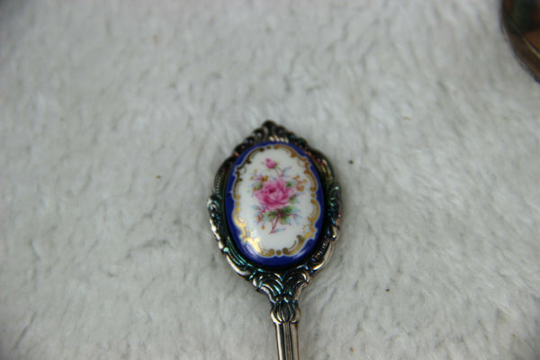 Vintage Cake pie tableware with sevres porcelain plaques spoons fork boxed