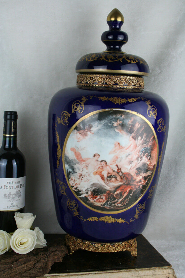 XL Vtg cobalt blue porcelain Vase marked 1960's