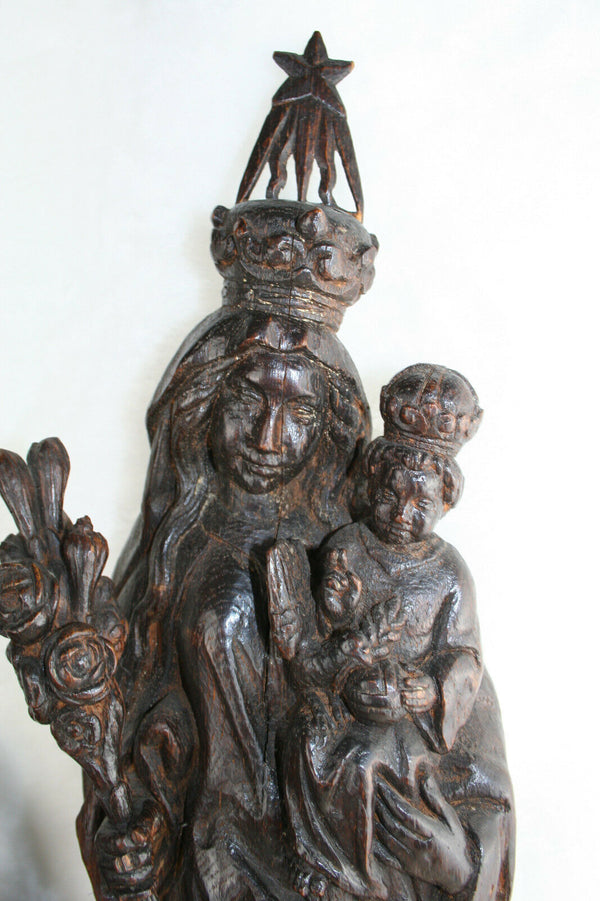 18th/19th HUGE XXL Antique French Wood oak carved MAdonna statue church