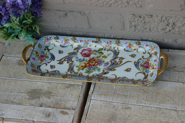 French Limoges marked porcelain presentation cake tray plate floral