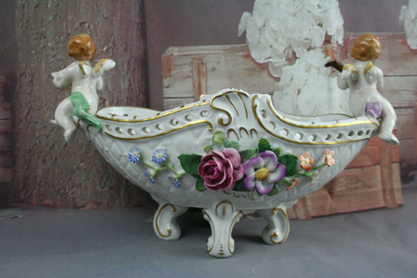 German porcelain centerpiece putti angels bowl floral schierholz plaue