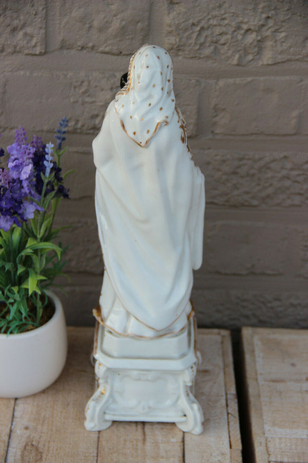 LARGE Antique vieux paris porcelain Madonna figurine religious