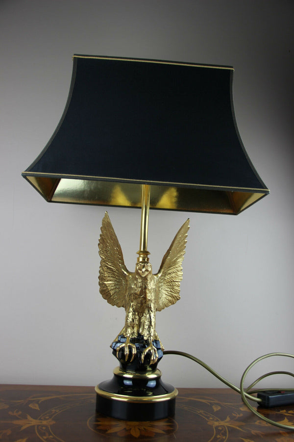Mid century Bronze eagle Maison Jansen Paris Table lamp Modernist France 1970's