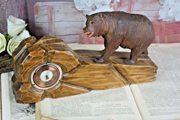 Gorgeous BLACK FOREST wood carved bear barometer rare model Germany 1900